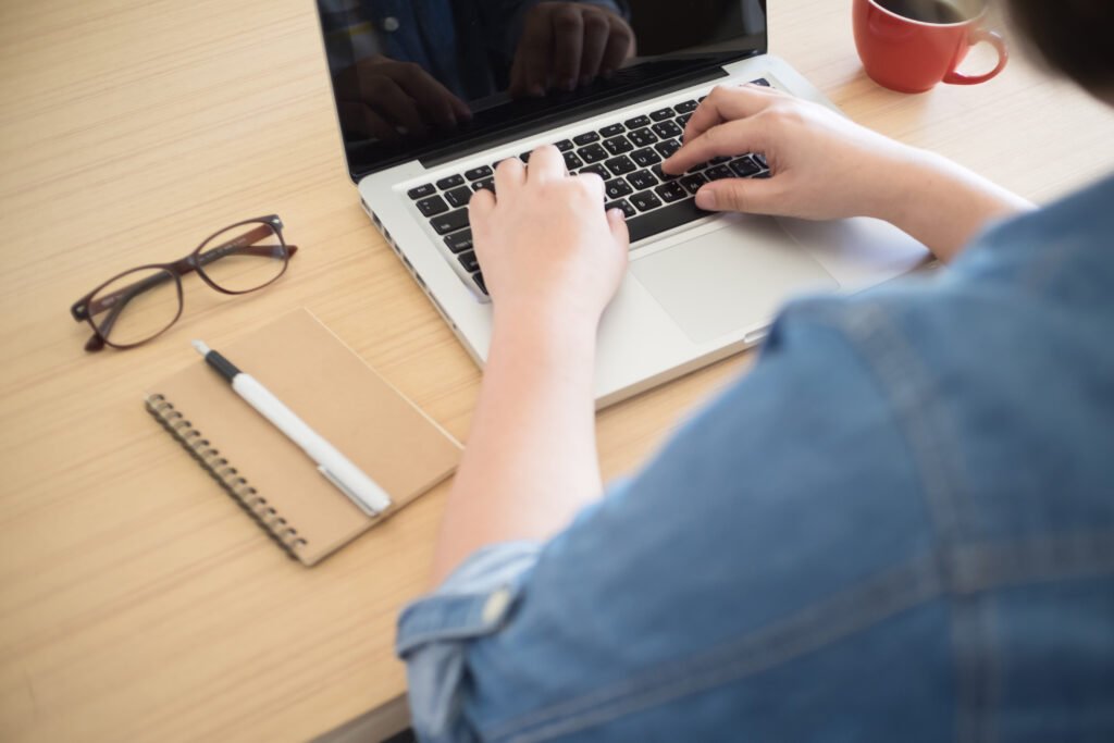 Student working on a laptop