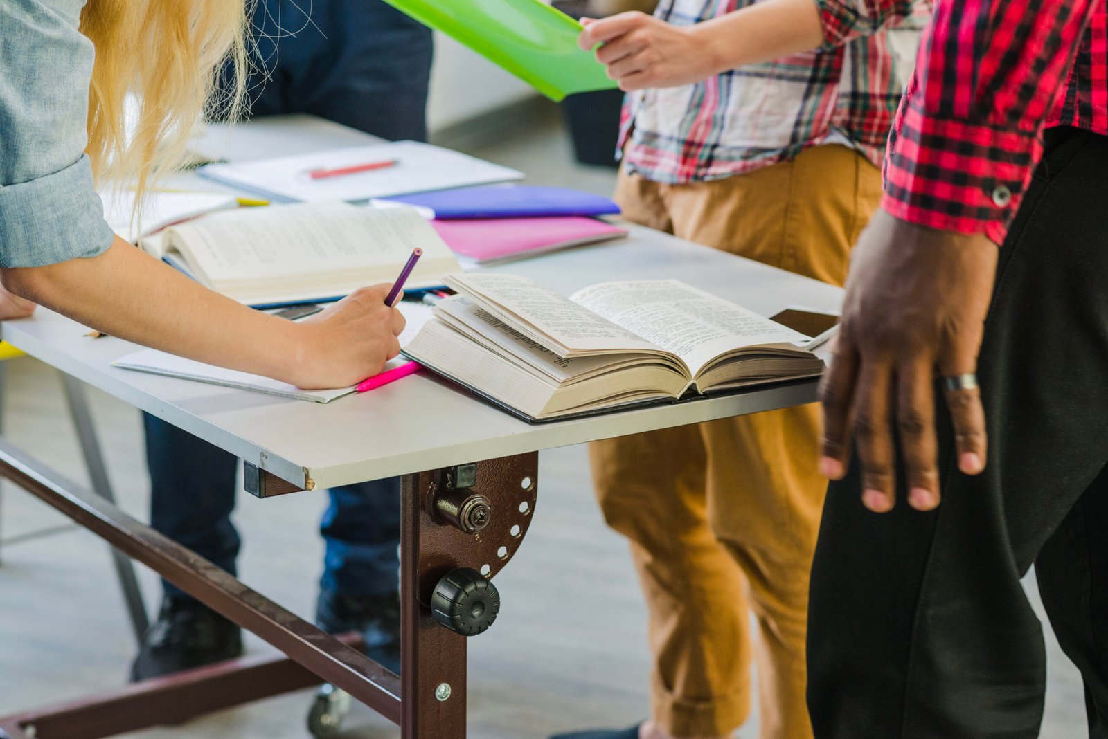 group of students working on a table