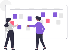 2 people planning work vector