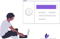boy working on laptop vector